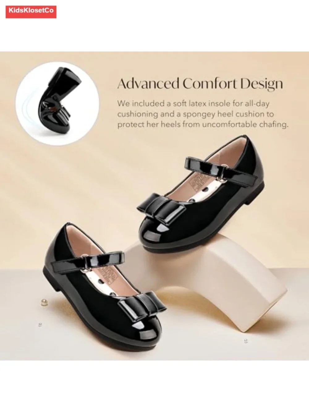 Girls Mary Jane Flats with Bow Faux Leather Dress Shoes School Party